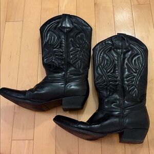 Charles David Black Leather Cowboy Boots, size 8
